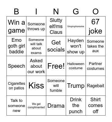 Party Bingo Card