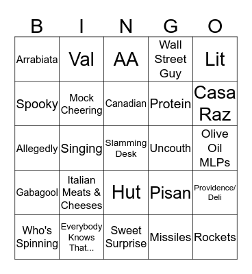 Round 13 Bingo Card