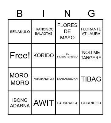 FILIPINO 7 Bingo Card