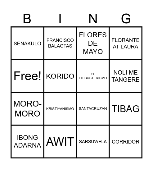 FILIPINO 7 Bingo Card