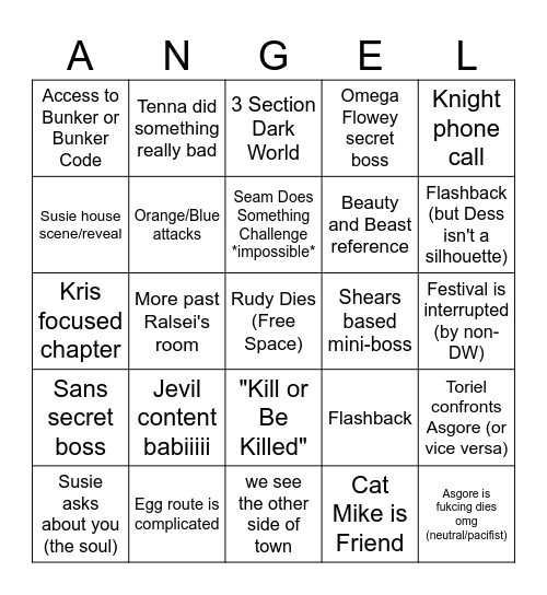 Chapter 5 Bingo!! Bingo Card