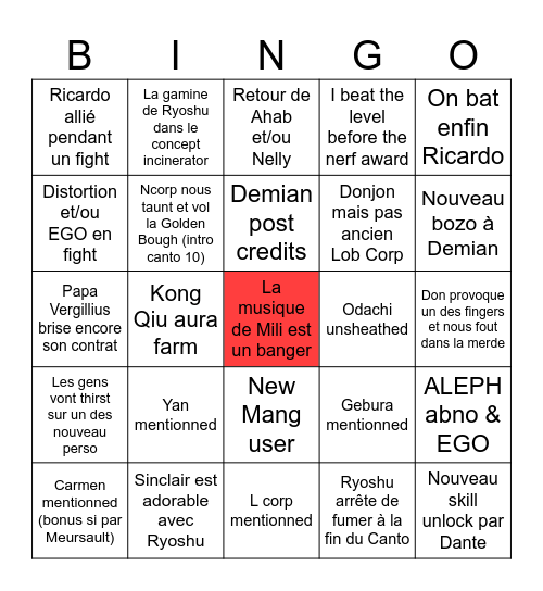 CANTO 9 Bingo Card