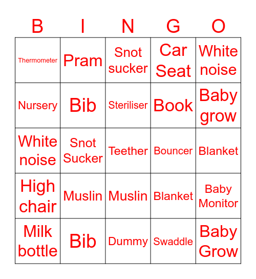SANTA BABY Bingo Card