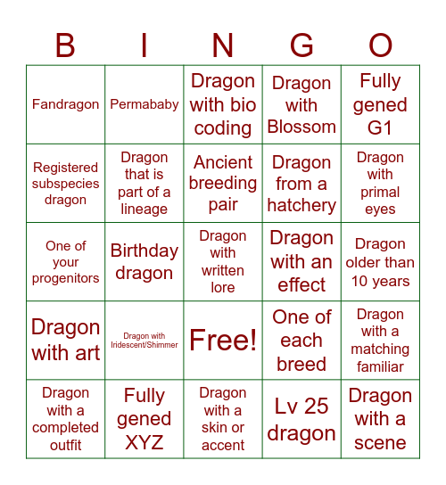 Dragon Lair Bingo! Bingo Card