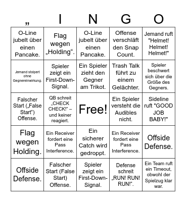 Football Bingo Card