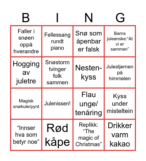 Julefilmbingo 2025 Bingo Card
