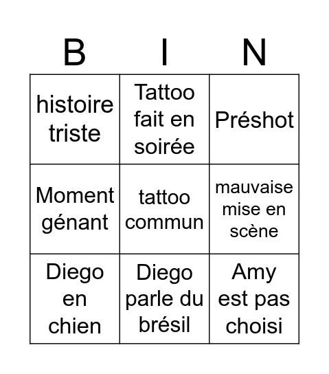 Tattoo cover Bingo Card