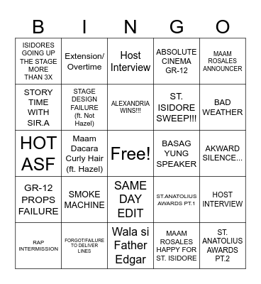 CARD MONTH CULMINATING Bingo Card