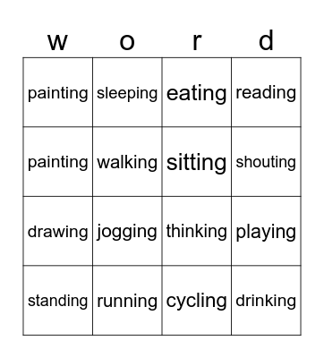 Hobbies Bingo Card