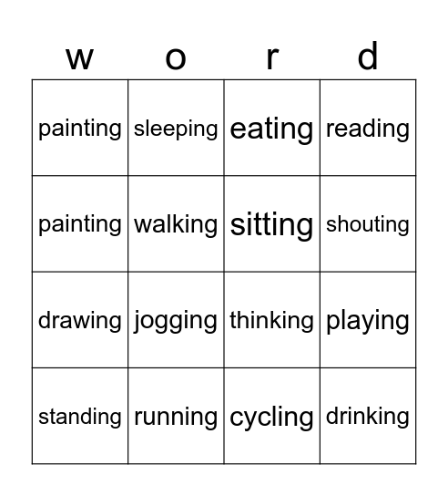 Hobbies Bingo Card
