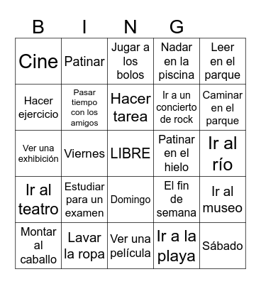 El fin de semana Bingo Card