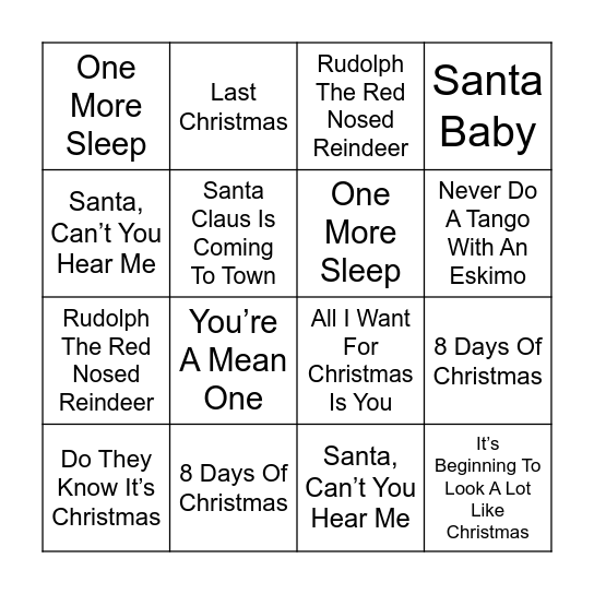 Xmas Bingo Card