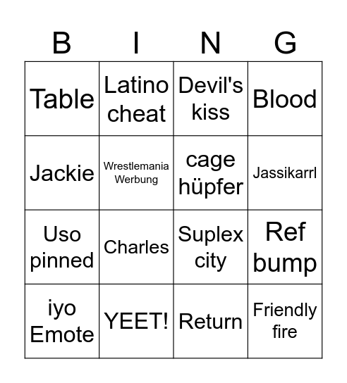 Wargames Bingo Card