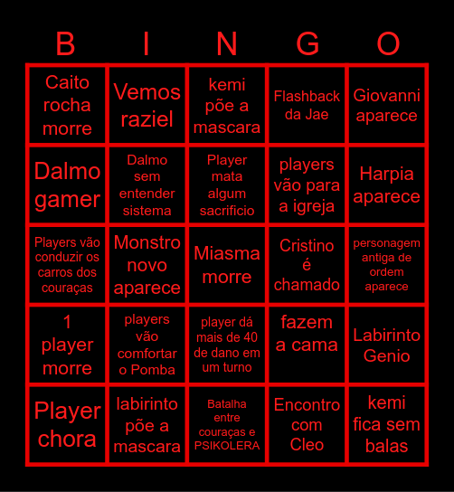 Bigo hexatombe Bingo Card