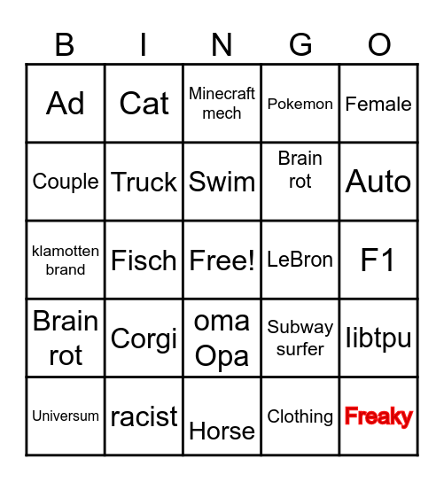 Tiktok Bingo Card