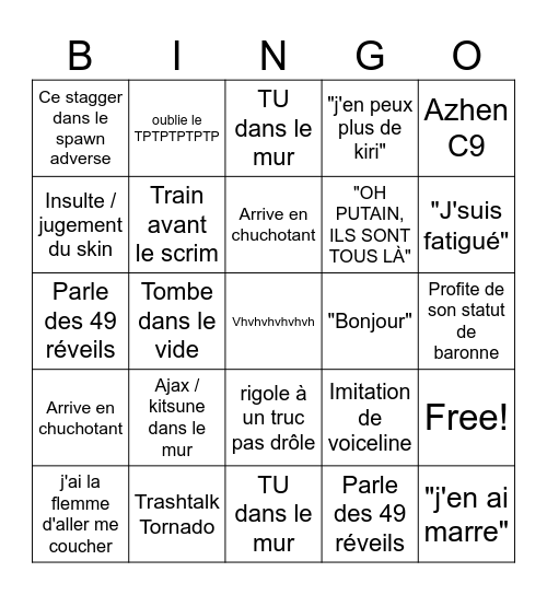 Le bingo d'azhen Bingo Card
