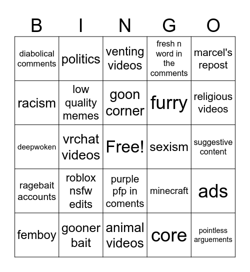 Untitled Bingo Card