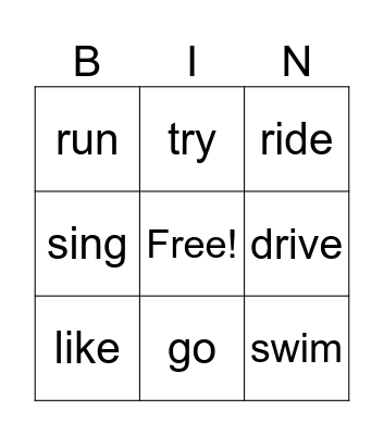 FREE TIME ACTIVITIES Bingo Card
