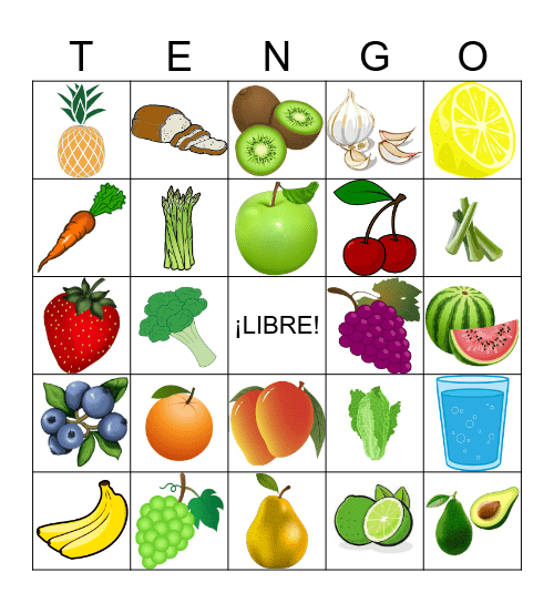 Frutas y Verduras Bingo Card