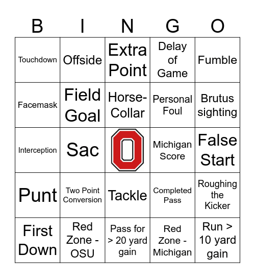 Buckeye Bingo Card