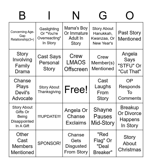SRRS Bingo Card