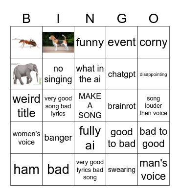 ai songs (help) Bingo Card