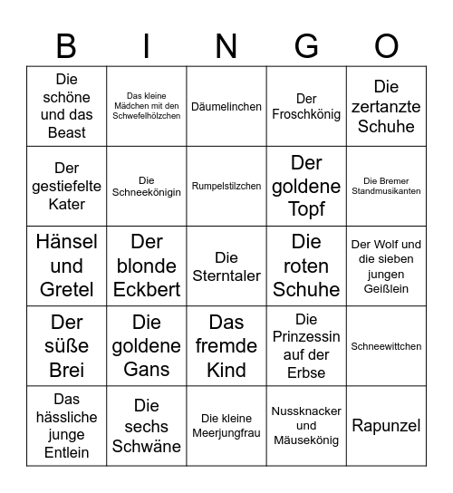Märchen Bingo Card