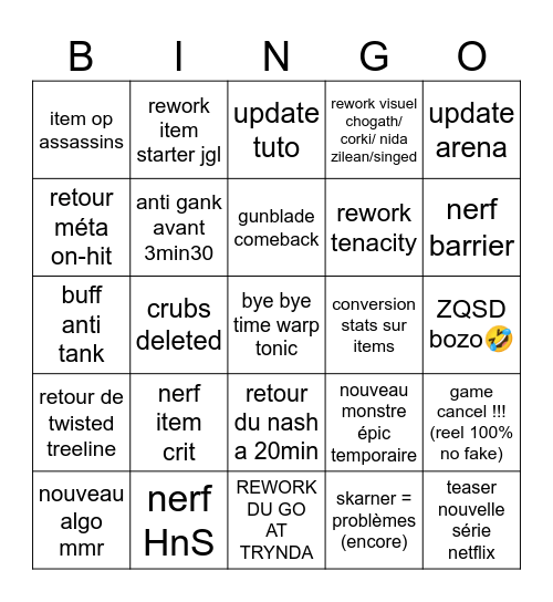 LEAGUE 2026 Bingo Card