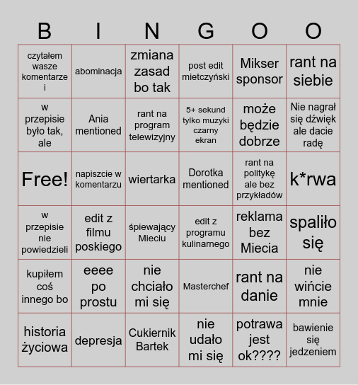 Mietczyński Bingo Card
