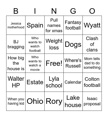 S Turkey day Bingo Card