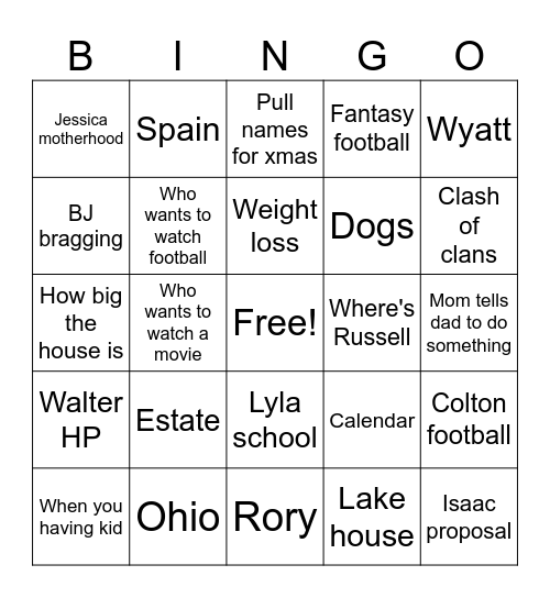 S Turkey day Bingo Card