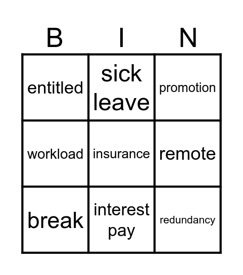 RME U4 Jobs p.55 Bingo Card