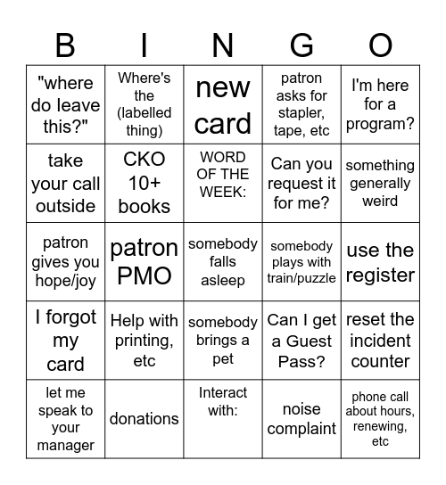 Feb Bingo Card