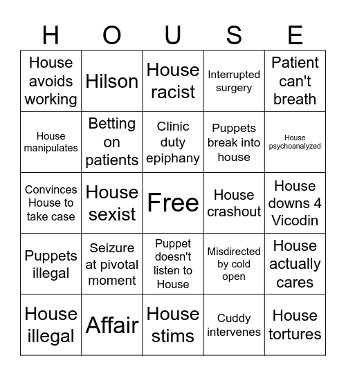 House Bingo Card