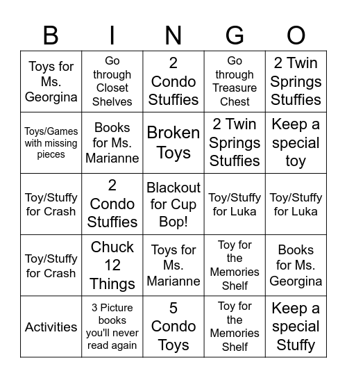Keep or Chuck Blackout! Bingo Card