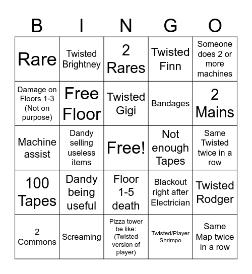 Dandy's World Bingo Card