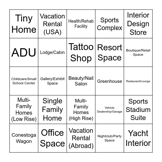 CAD Design Card Bingo Card