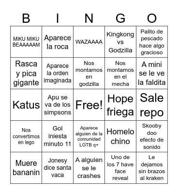 Evento capítulo 7 Bingo Card
