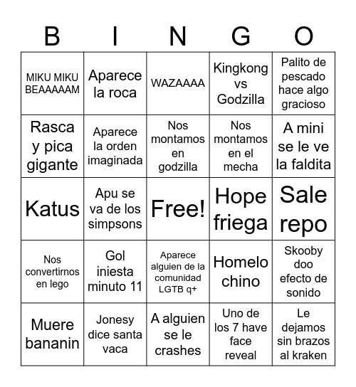 Evento capítulo 7 Bingo Card