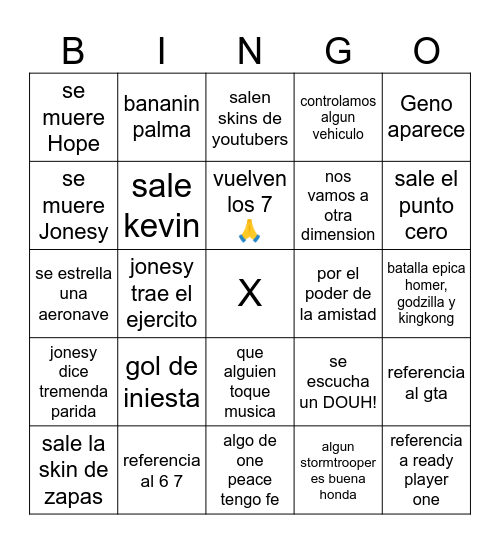 eventazo que flipas 🥵👩‍🦲 Bingo Card