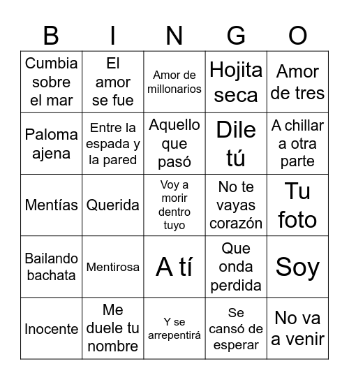 Uno facilll.... Bingo Card