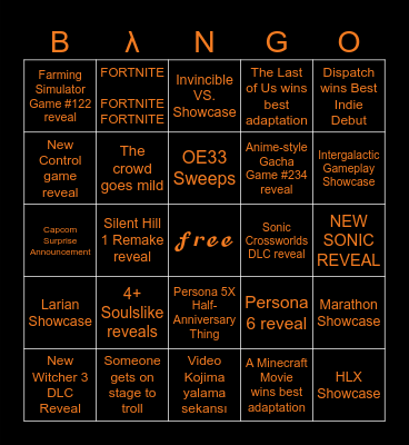 THE NO GAMES AWARDS 2025 BλNGO Bingo Card