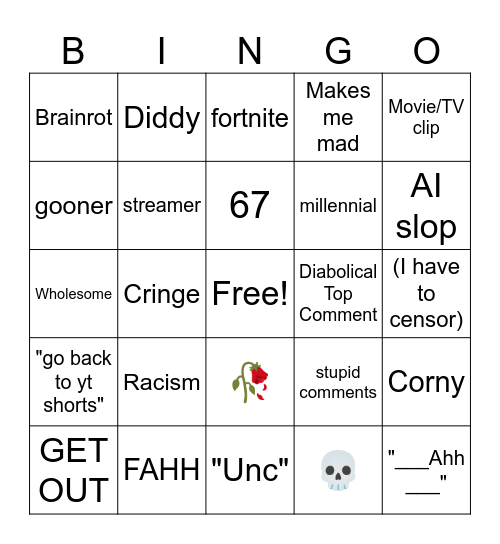 IG reels bingo Card