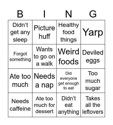 Thanksgiving Bingo Card