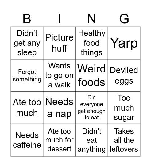 Thanksgiving Bingo Card