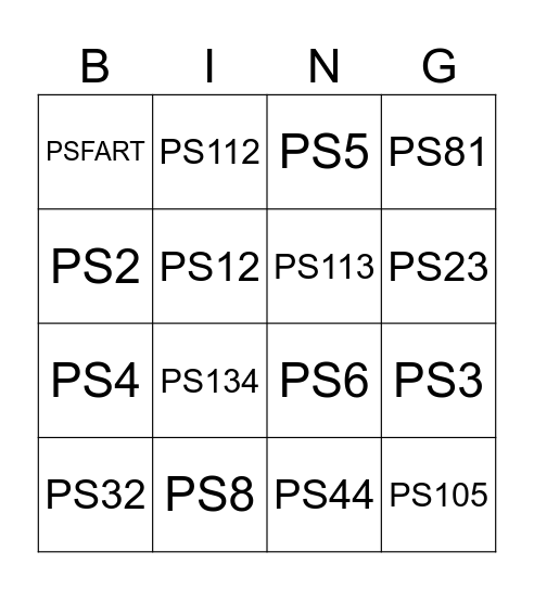 PS BINGO Card