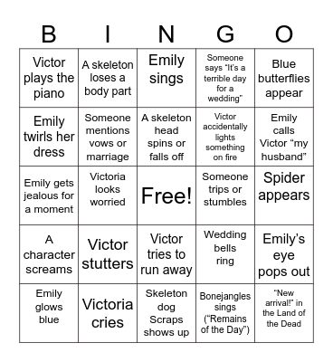Movie Bingo Card