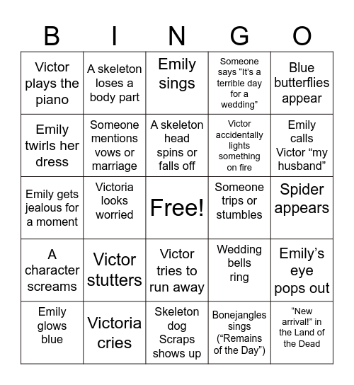 Movie Bingo Card