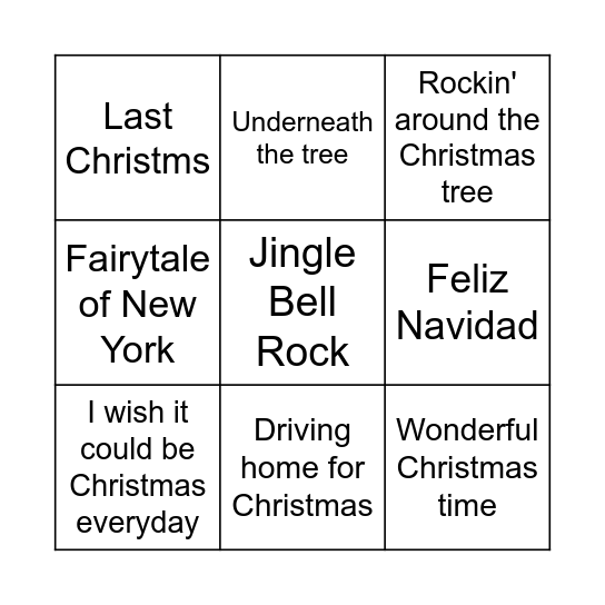 Christmas Musical Bingo! Bingo Card