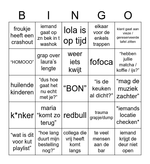 Brunchbar Bingo Card